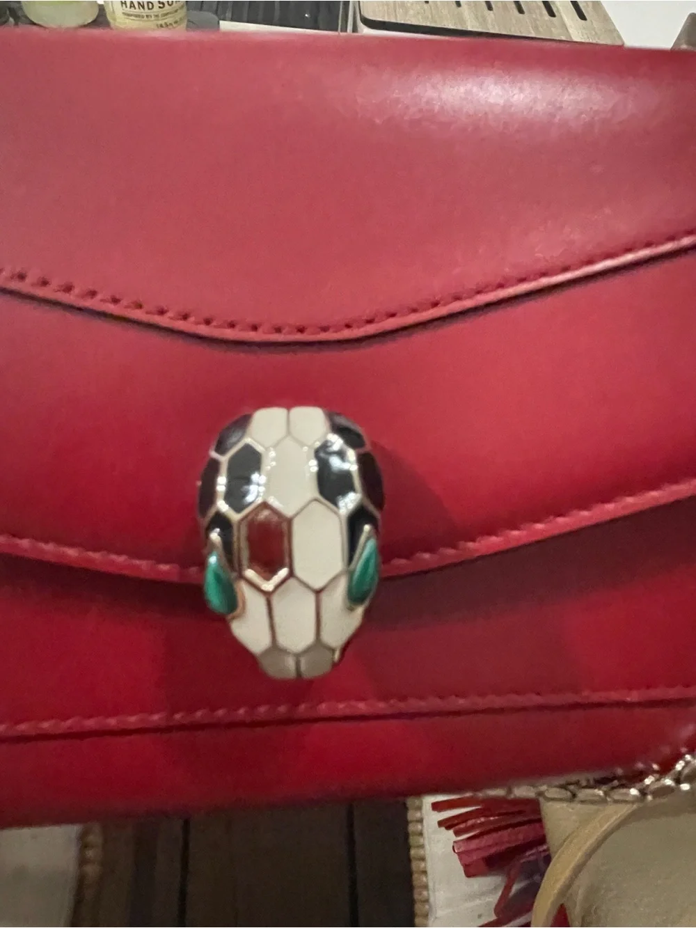 Bulgari Red Leather Serpenti Snakehead Clutch - Picture 2 of 4